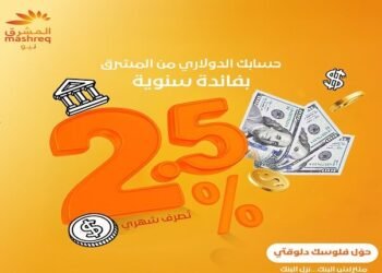 بنك المشرق مصر يطرح “المشرق نيو الجاري” بالدولار بفائدة 2.5% يومياً